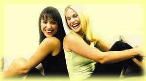 Laughing girlfriends
