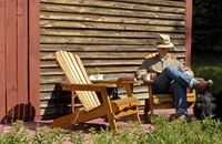 Relaxing in front of the Coach House